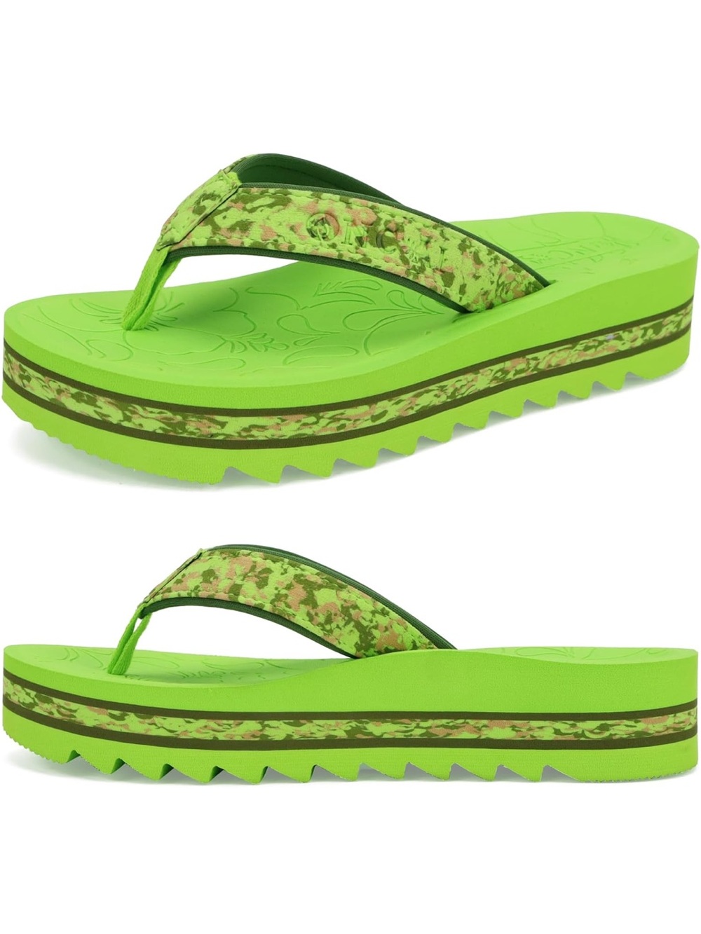 ONCAI Flip Flops for Women, Fashion Printed Platform Sandals Woman with Arch Sup